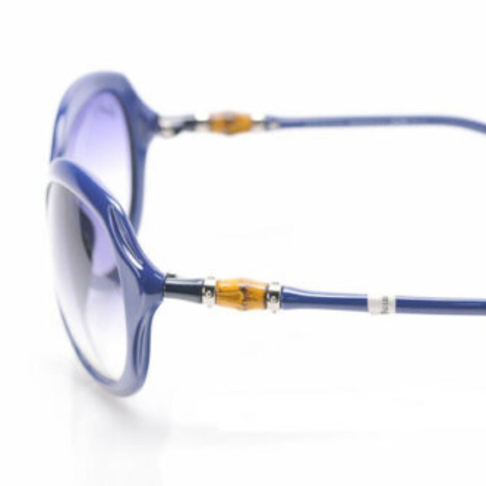 $410 GUCCI Signature Bamboo Arm Gradient Blue Sunglasses